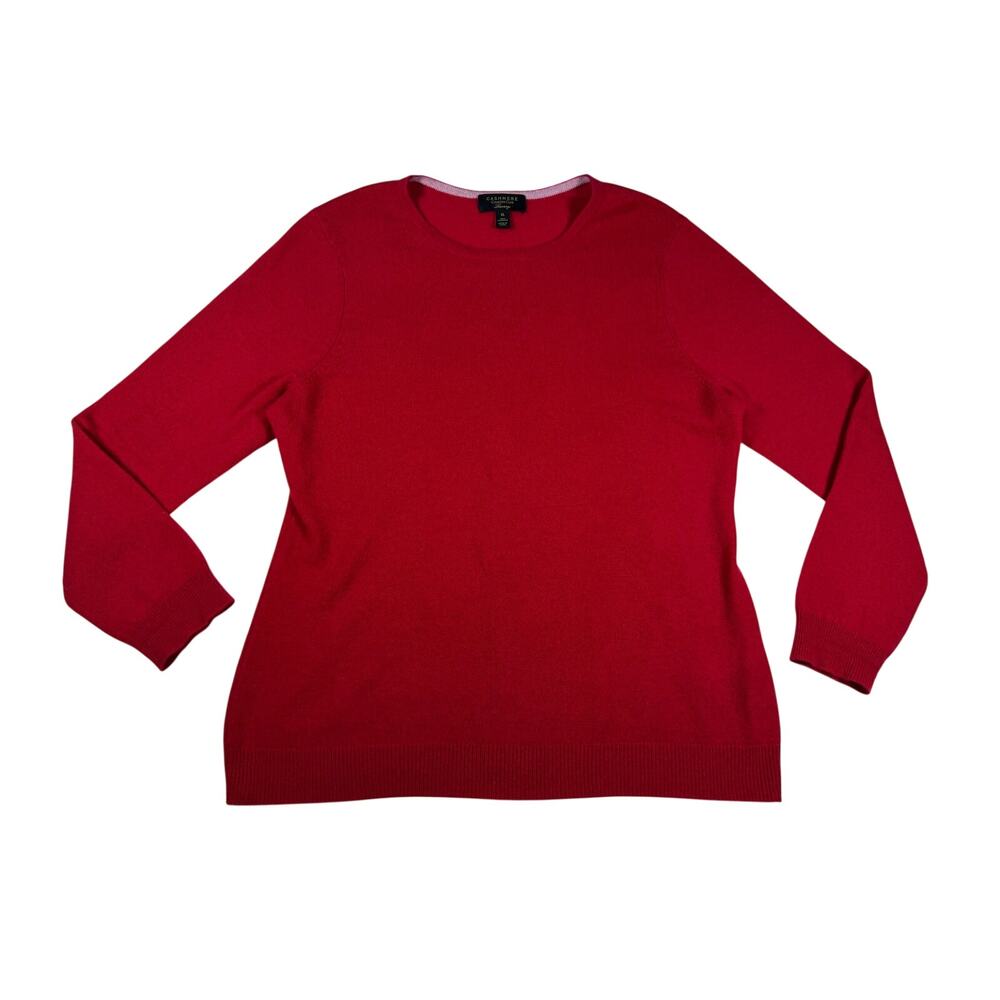 Charter Club Cashmere Sweater Women XL Red 100% Cashmere Crewneck Pullover